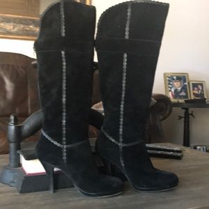 Women’s black suede knee high boots